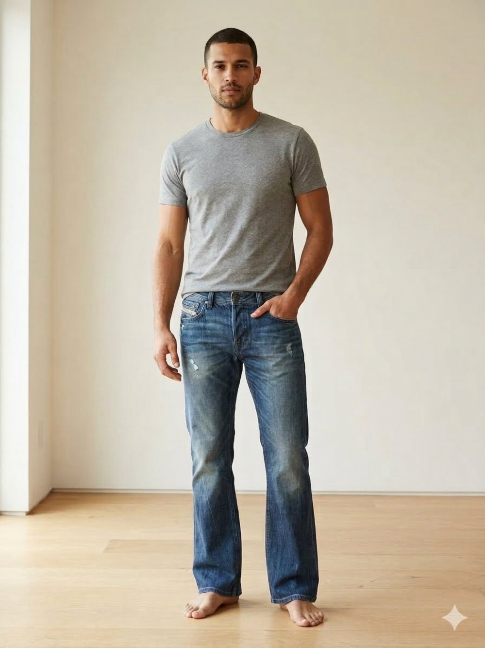 Diesel Men's Dark Blue Bootcut Jeans